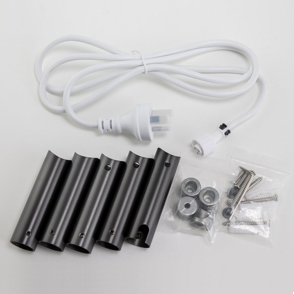 Round Brushed Gun Metal Grey Electric Heated Towel Rack 6 Bars