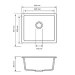 Load image into Gallery viewer, Concrete Grey Carysil Salsa Granite Single Bowl Stone Kitchen Sink 533*457mm
