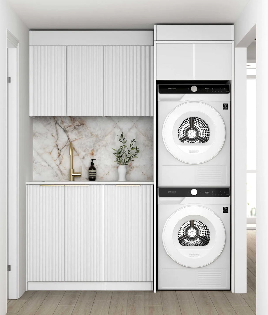 Laundry Kit 1715DR-C Bondi White with Cloudy Carrara Top and 400 Drawer Unit