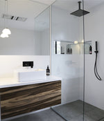Load image into Gallery viewer, Square Ceiling Shower 300mm rose, 200mm dropper - Matte Black
