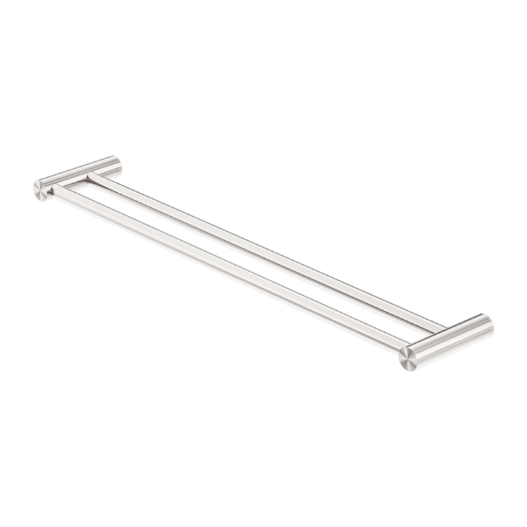NEW MECCA DOUBLE TOWEL RAIL 800MM BRUSHED NICKEL