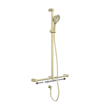 Load image into Gallery viewer, MECCA CARE 32MM T BAR GRAB RAIL AND ADJUSTABLE SHOWER SET 1100X750MM BRUSHED GOLD
