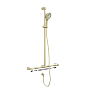 MECCA CARE 32MM T BAR GRAB RAIL AND ADJUSTABLE SHOWER SET 1100X750MM BRUSHED GOLD