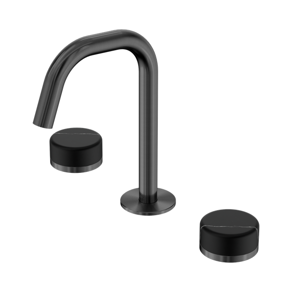 Serenity Basin Set Edge Spout With Marquina Black Handle Gun Metal