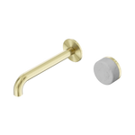 Load image into Gallery viewer, Serenity Progressive Wall Basin Mixer 220mm Spout With Carrara Handle Brushed Gold
