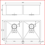 Load image into Gallery viewer, 820x457x230mm Gunmetal Stainless Steel PVD Double Bowl Kitchen Sink
