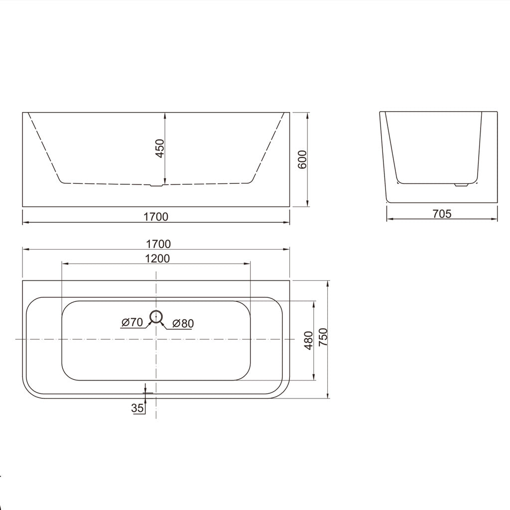 Alto Back to Wall Bath