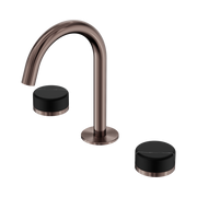 Serenity Basin Set Arc Spout With Marquina Black Handle Brushed Bronze
