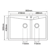 Black Carysil CGDB 3220 Double Bowl Stone Kitchen Sink 800*500mm