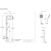 Kohler Rain Duet Renew Column - Square Shower Head Polished Chrome