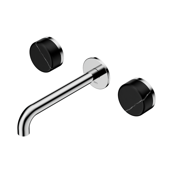 Serenity Wall Basin Set 160mm Spout With Marquina Black Handle Chrome