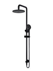 Round Combination Shower Rail, 200mm Rose, Three-Function Hand Shower - Matte Black