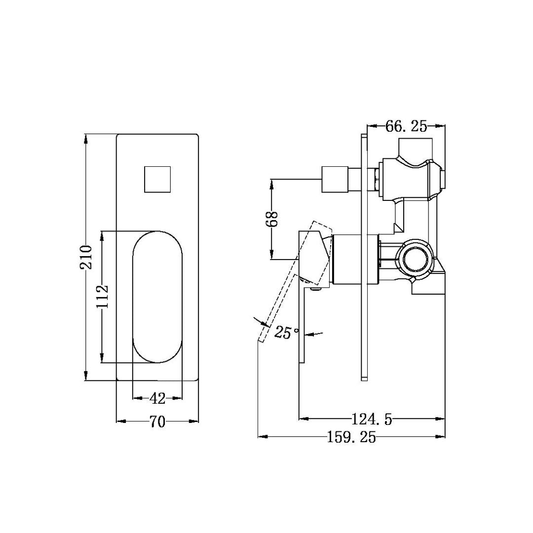 ECCO SHOWER MIXER WITH DIVERTOR GUN METAL
