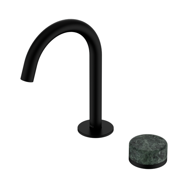 Serenity Progressive Basin Mixer Arc Spout With Verde Alpi Handle Matte Black