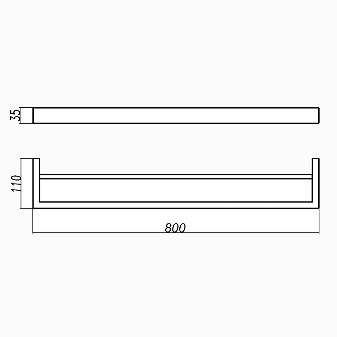 IVANO Series Brushed Nickel Double Towel Rail 800mm