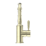 Load image into Gallery viewer, YORK BASIN MIXER HOOK SPOUT WITH METAL LEVER AGED BRASS
