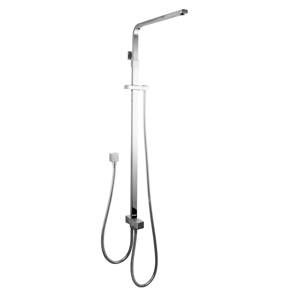 Square Chrome Shower Station without Shower Head and Handheld Shower(Stainless Steel Hose)