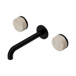 Load image into Gallery viewer, Serenity Wall Basin Set 220mm Spout With Rome Travertine Handle Matte Black
