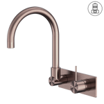 Load image into Gallery viewer, MECCA WALL BASIN/BATH MIXER SWIVEL SPOUT HANDLE UP BRUSHED BRONZE
