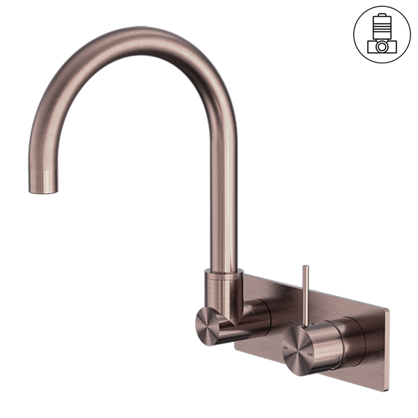MECCA WALL BASIN/BATH MIXER SWIVEL SPOUT HANDLE UP BRUSHED BRONZE