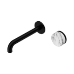 Load image into Gallery viewer, Serenity Progressive Wall Basin Mixer 185mm Spout With Arabescato Corchia Handle Matte Black
