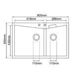 Load image into Gallery viewer, White Carysil CGDB 3220 Double Bowl Stone Kitchen Sink 800*500mm

