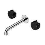 Load image into Gallery viewer, Serenity Wall Basin Set 220mm Spout With Marquina Black Handle Chrome
