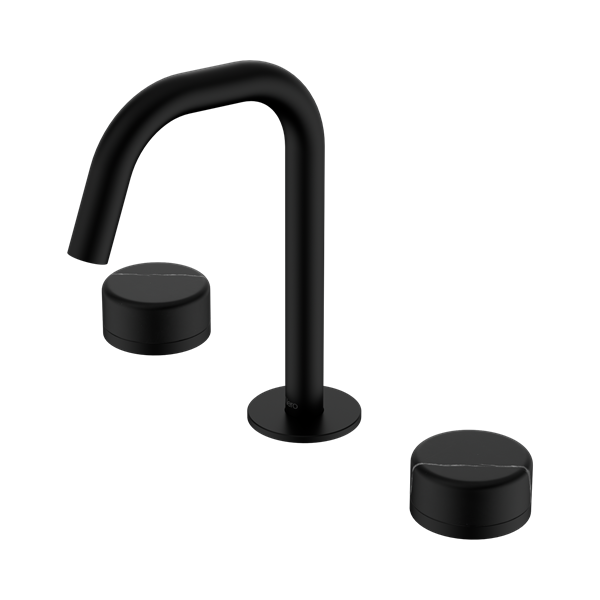 Serenity Basin Set Edge Spout With Marquina Black Handle Matte Black