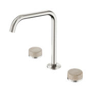 Serenity Bath/Kitchen Set Edge Spout With Rome Travertine Handle Brushed Nickel