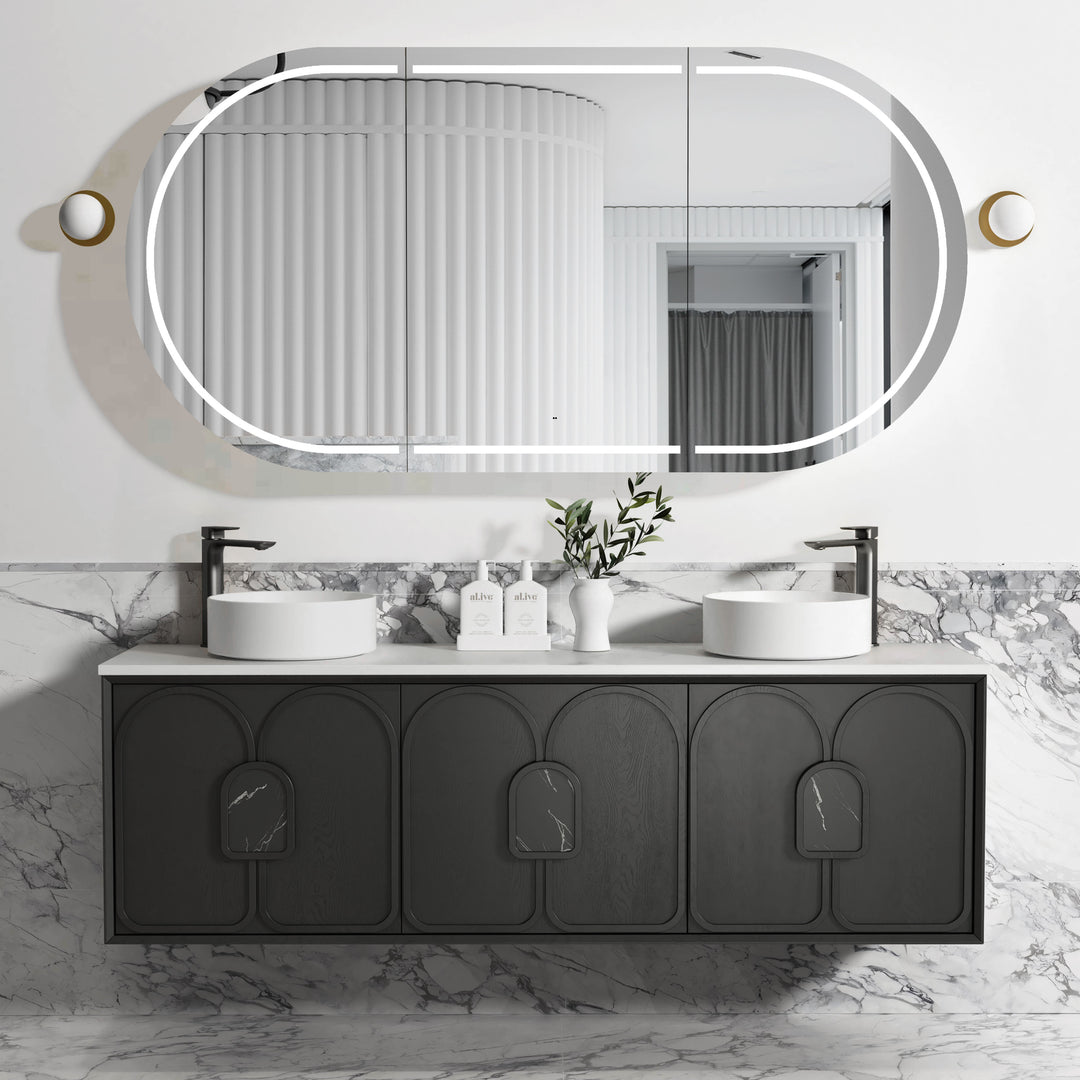 Laguna Black American Oak Wall Hung Vanity