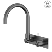 MECCA WALL BASIN/BATH MIXER SWIVEL SPOUT HANDLE UP GUN METAL