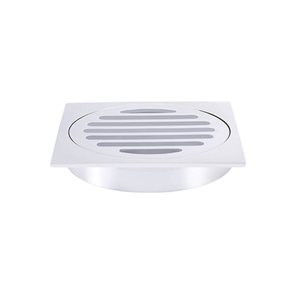 Square Floor Grate Shower Drain 100mm outlet - Polished Chrome