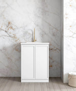Load image into Gallery viewer, Mini Laundry 650mm Hampshire White with Natural Carrara Marble Top
