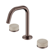 Serenity Basin Set Edge Spout With Rome Travertine Handle Brushed Bronze