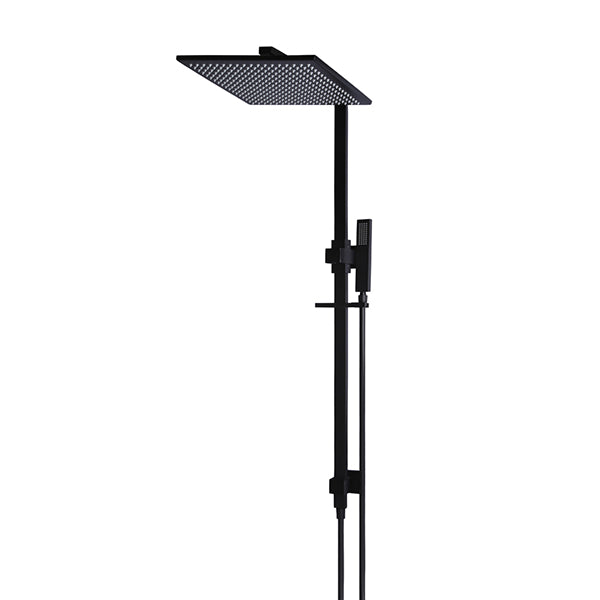 Square Combination Shower Rail 300mm rose - Matte Black