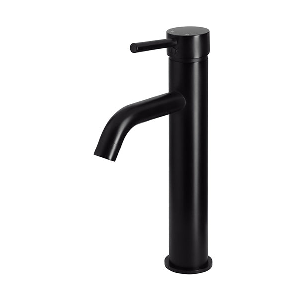 Round Tall Curved Basin Mixer - Matte Black