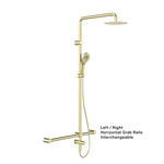 Load image into Gallery viewer, MECCA CARE 32MM T BAR GRAB RAIL 1100X750MM TWIN SHOWER SET BRUSHED GOLD
