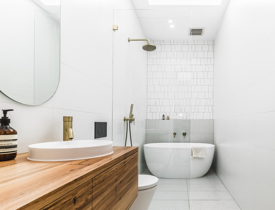 Round Wall Shower Curved Arm 400mm - PDV Tiger Bronze