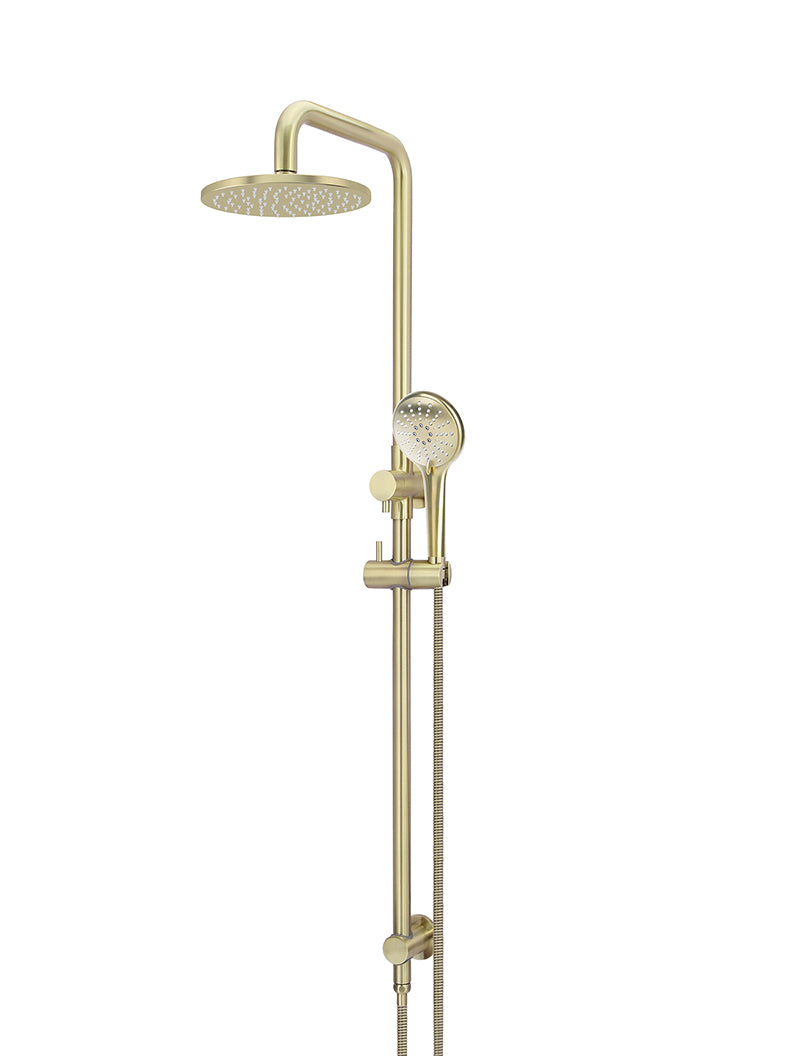 Round Combination Shower Rail 200mm Rose, Three Function Hand Shower - PVD Tiger Bronze
