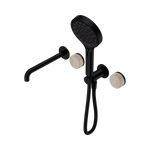Load image into Gallery viewer, Serenity Progressive Shower System With Spout With Rome Travertine Handle And Serenity Hand Shower Matte Black
