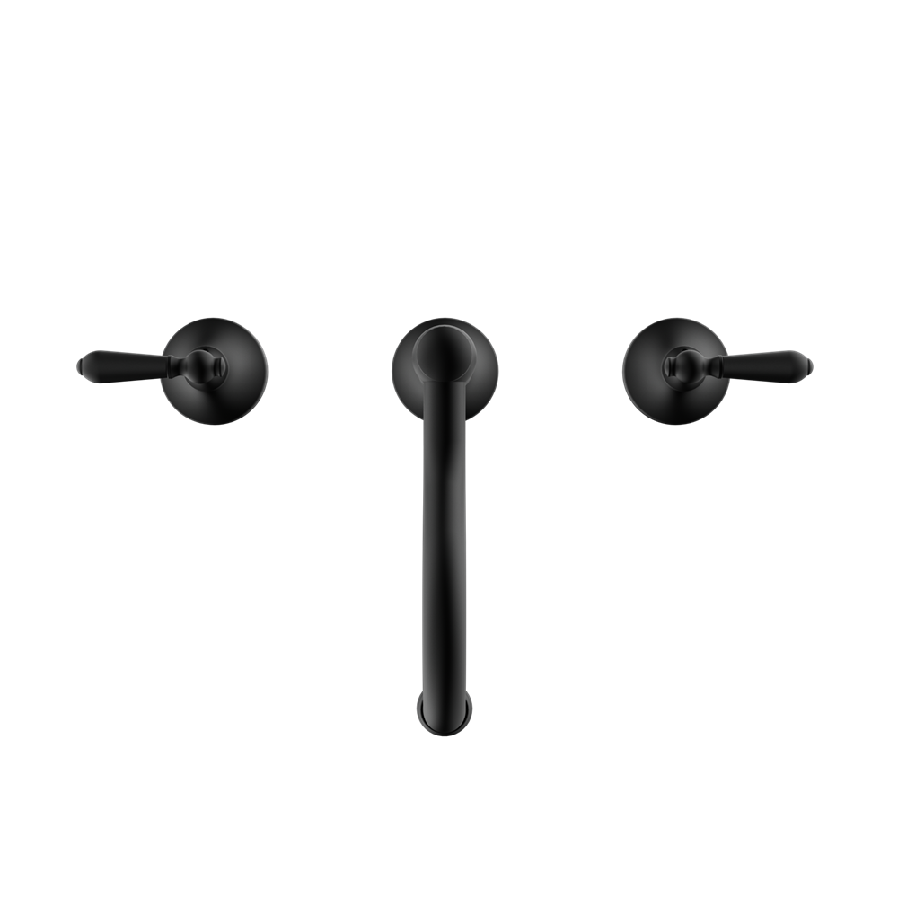 YORK BASIN SET WITH METAL LEVER MATTE BLACK