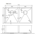 Load image into Gallery viewer, 770x450x215mm Copper Stainless Steel PVD Double Bowl Kitche Sink
