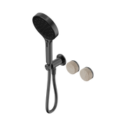 Serenity Progressive Shower System With Rome Travertine Handle And Serenity Hand Shower Gun Metal