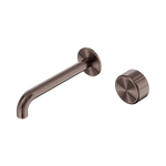 Load image into Gallery viewer, Serenity Progressive Wall Basin Mixer 160mm Spout With Metal Handle Brushed Bronze

