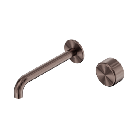 Serenity Progressive Wall Basin Mixer 160mm Spout With Metal Handle Brushed Bronze