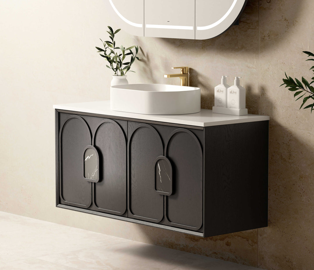 Laguna Black American Oak Wall Hung Vanity