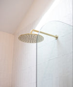 Load image into Gallery viewer, Round Wall Shower Curved Arm 400mm - PDV Tiger Bronze

