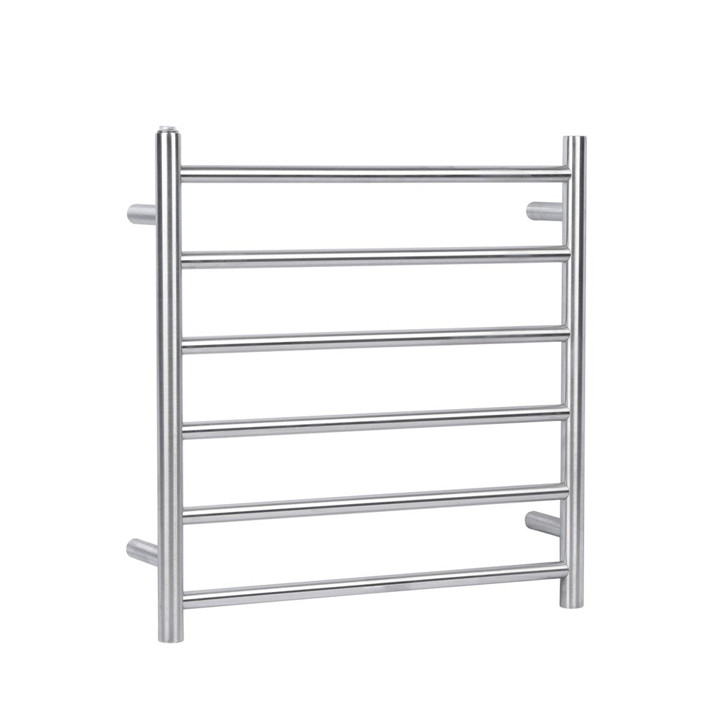 Round Brushed Nickel Electric Heated Towel Rack 6 Bars