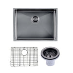 Load image into Gallery viewer, Round Corner Stainless Steel Gun Metal Grey PVD Coating Single Bowl Kitchen Sink(with Bottom Tray) 600*450*300mm
