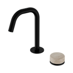Load image into Gallery viewer, Serenity Progressive Basin Mixer Edge Spout With Rome Travertine Handle Matte Black
